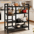 4-Tier Metal Basket Multi-Use Storage Rack with Wheels