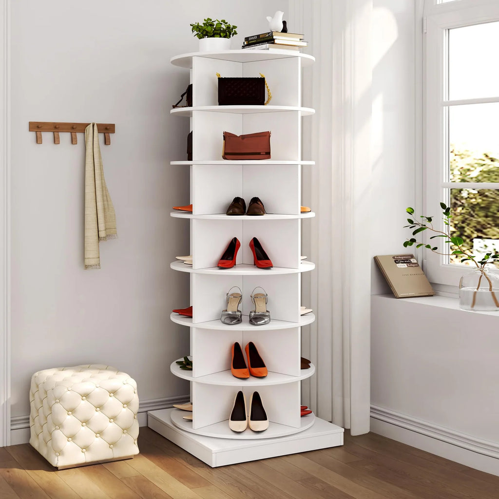 7-Tier 360 Rotating Display Rack in White