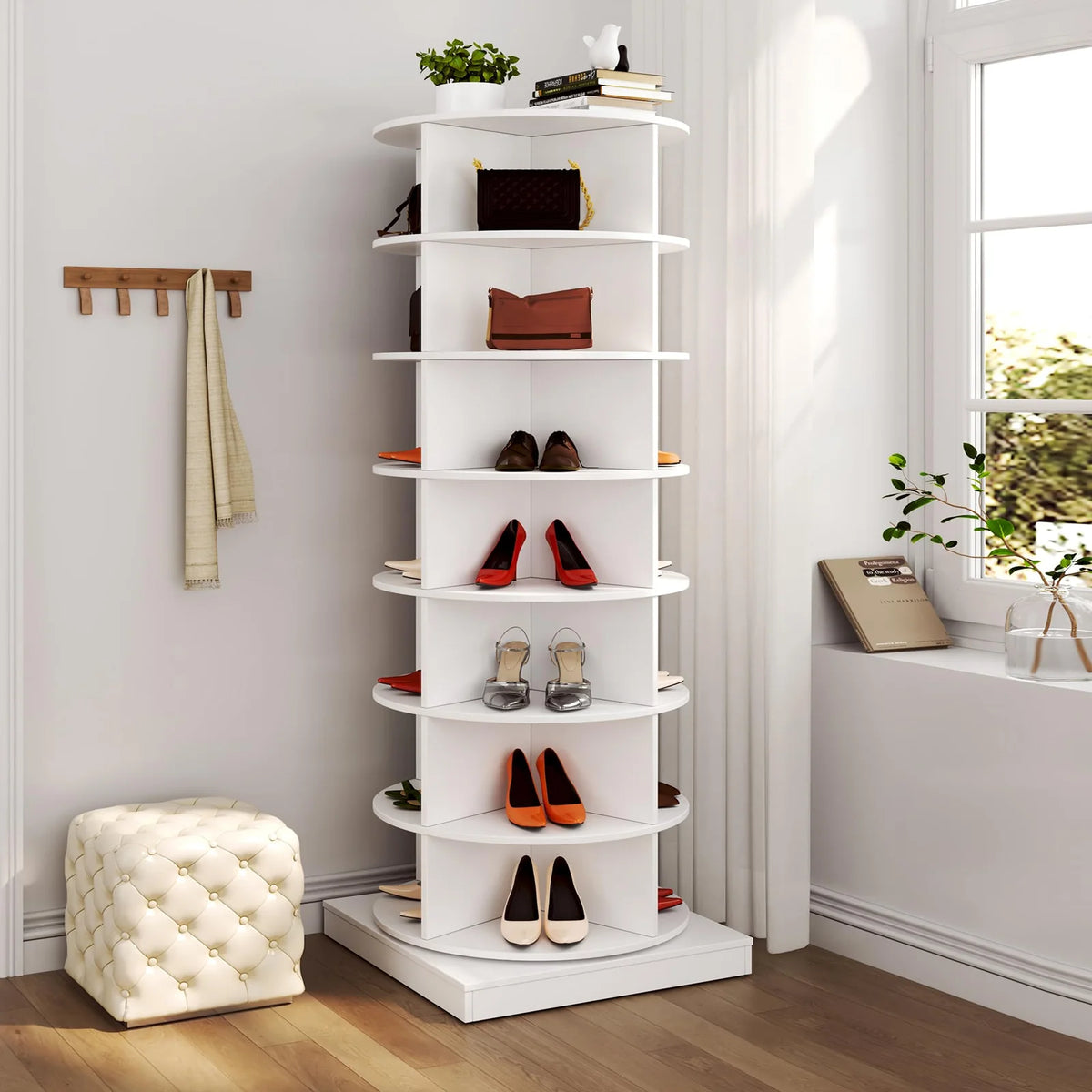 7-Tier 360 Rotating Display Rack in White