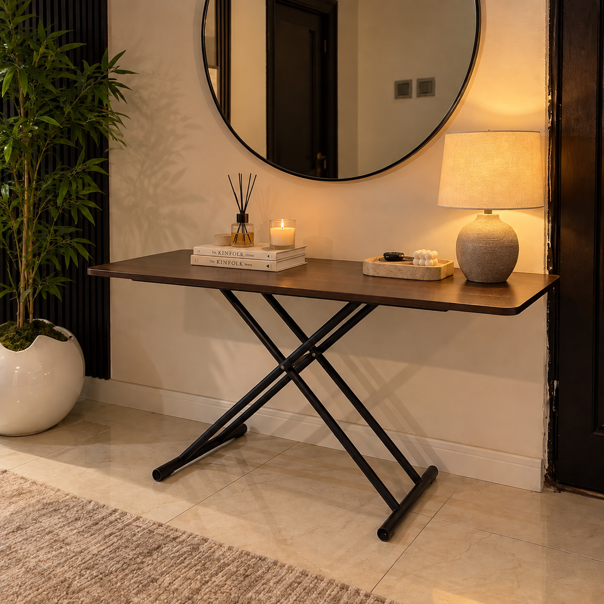 The Brown Wooden Top Adjust Table