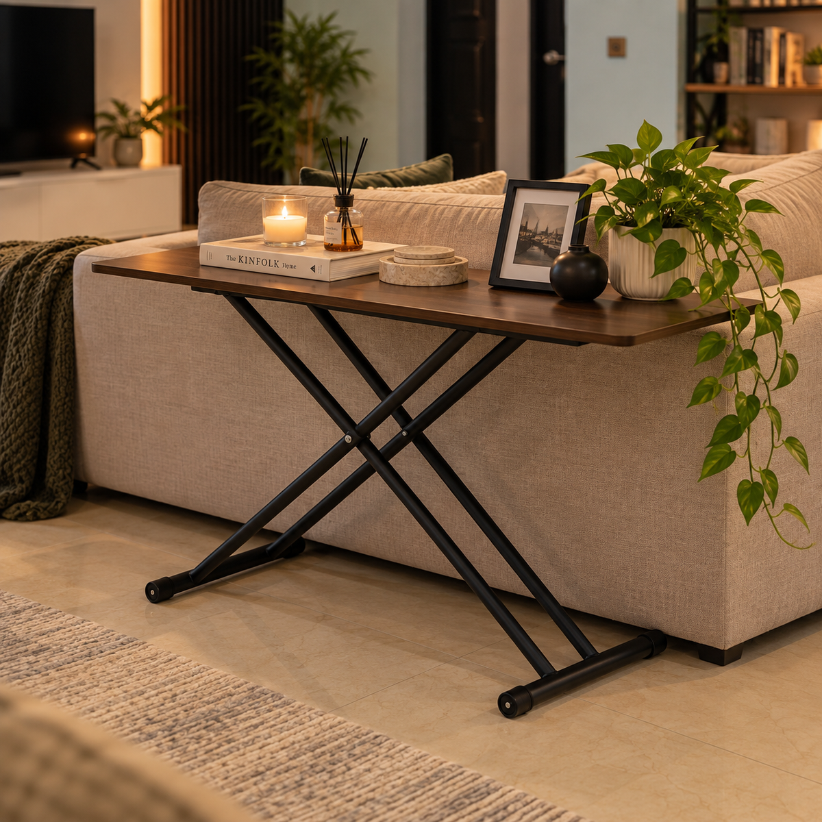 The Brown Wooden Top Adjust Table
