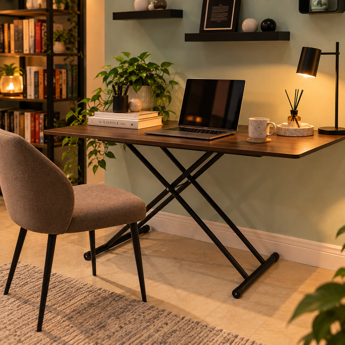 The Brown Wooden Top Adjust Table