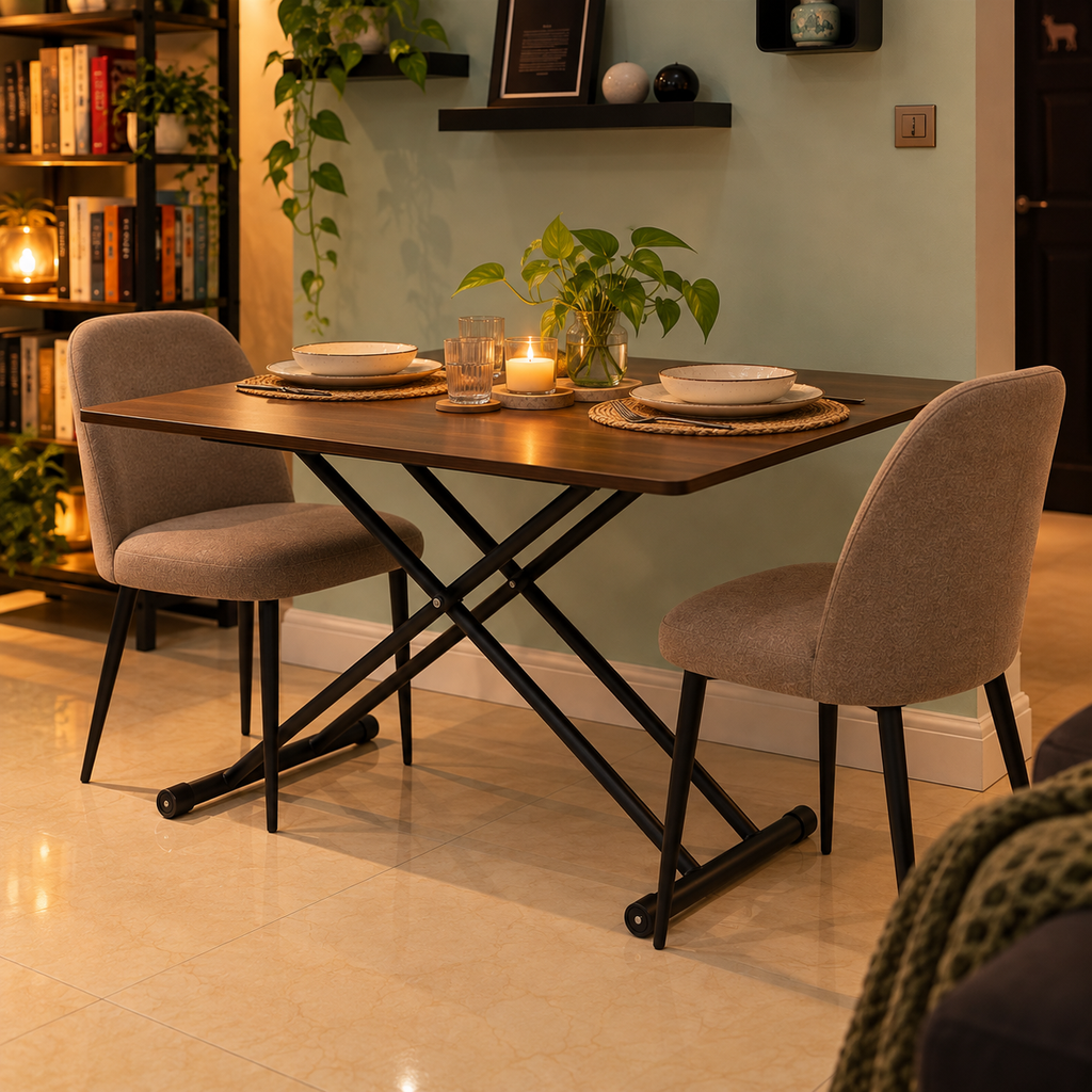 The Brown Wooden Top Adjust Table