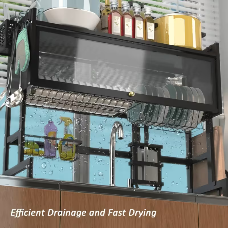 Single Layer Over-Sink Dustproof Draining Rack
