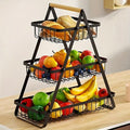 Wooden Handle 3-Tier Wood Basket